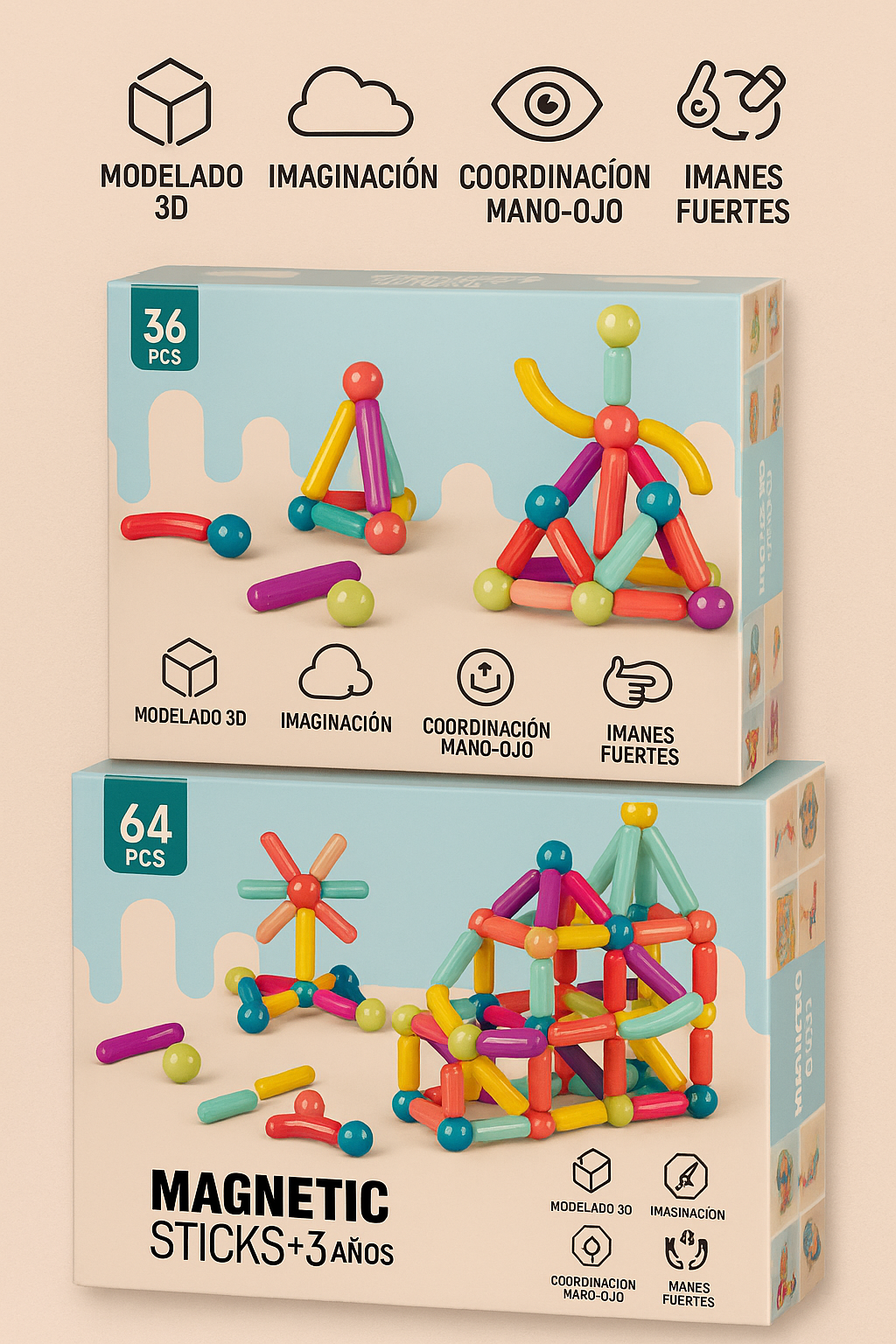 Set de Bloques Magnéticos 3D para Niños | Juguete Educativo de Construcción STEM (3+ Años)
