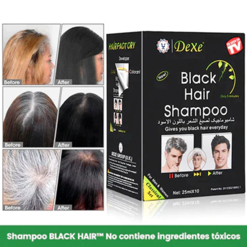 BlackHair® - Shampoo Pinta Canas Negro