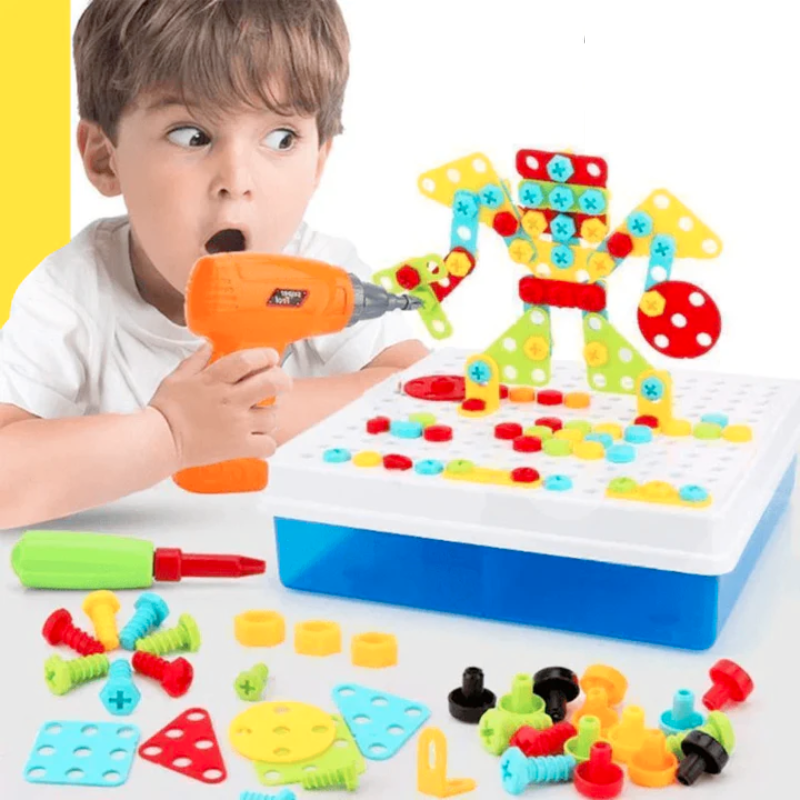 TALADRO 3D PARA NIÑOS 4 EN 1 JUGUETE (258 PIEZAS)