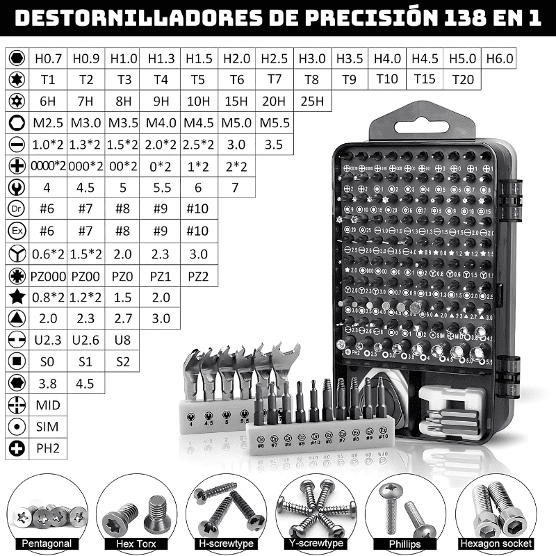 ToolMaster Pro® - Set de Destornilladores de Precisión 138 en 1 (Mejorado)