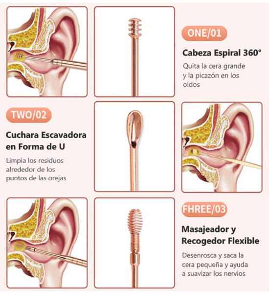 Kit 5 herramientas para limpieza de oídos  ⚡ OFERTA RELAMPAGO ⚡